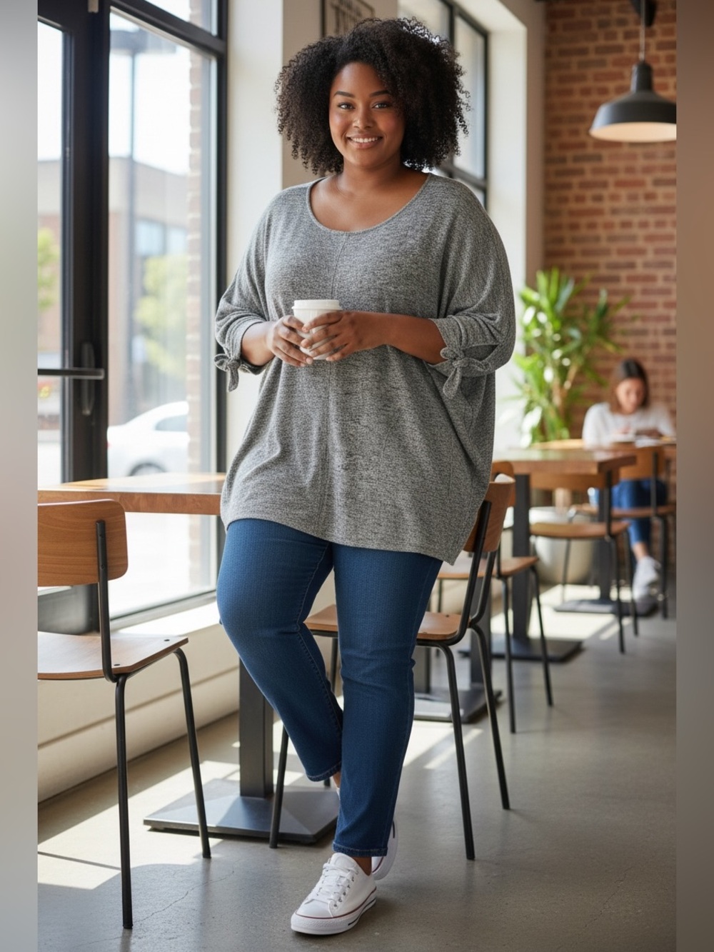 Max Edition Gray Knit Terry Weekend Top